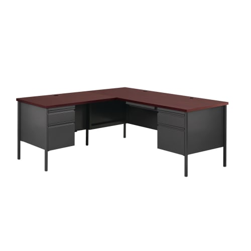 Hirsh Corner Office Desk with Left Hand Return, 66"D x 72"W, Charcoal / Mahogany